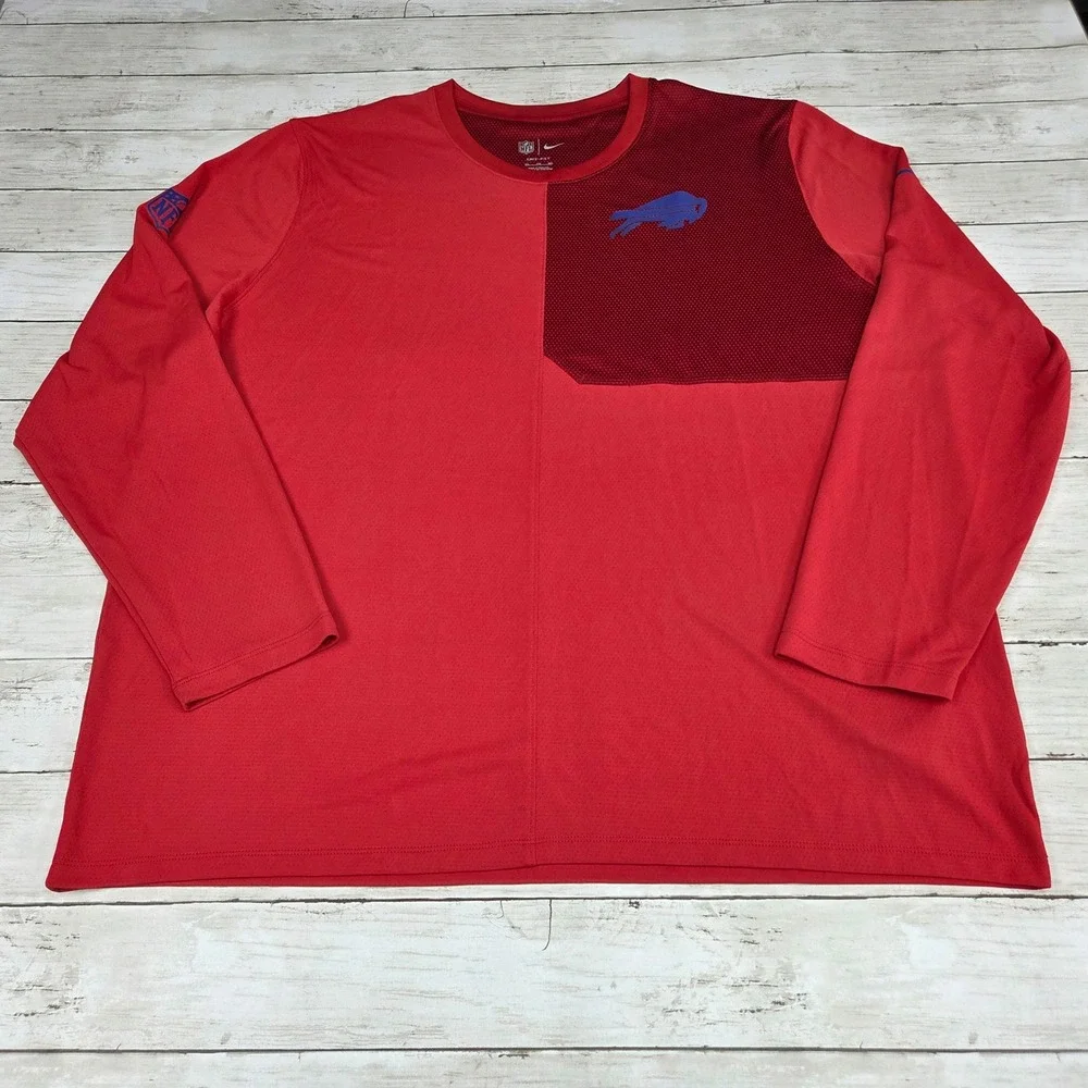 Nike Buffalo Bills Dri-FIT Long Sleeve Shirt NFL Red Mens 3XL Performance Tee